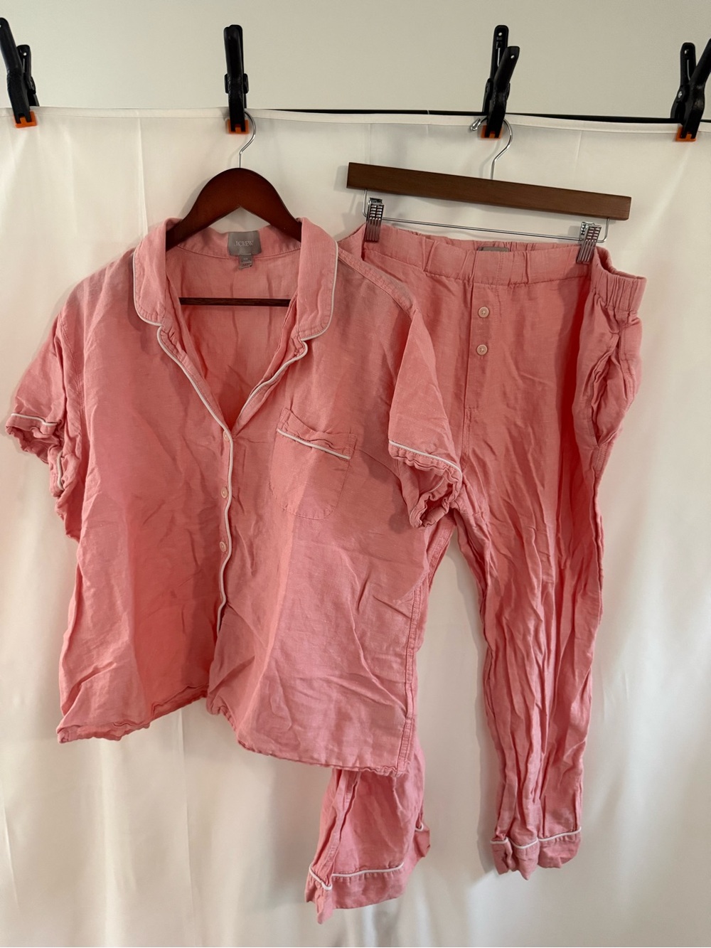J. Crew Pink Two-Piece Cotton Pajama Set